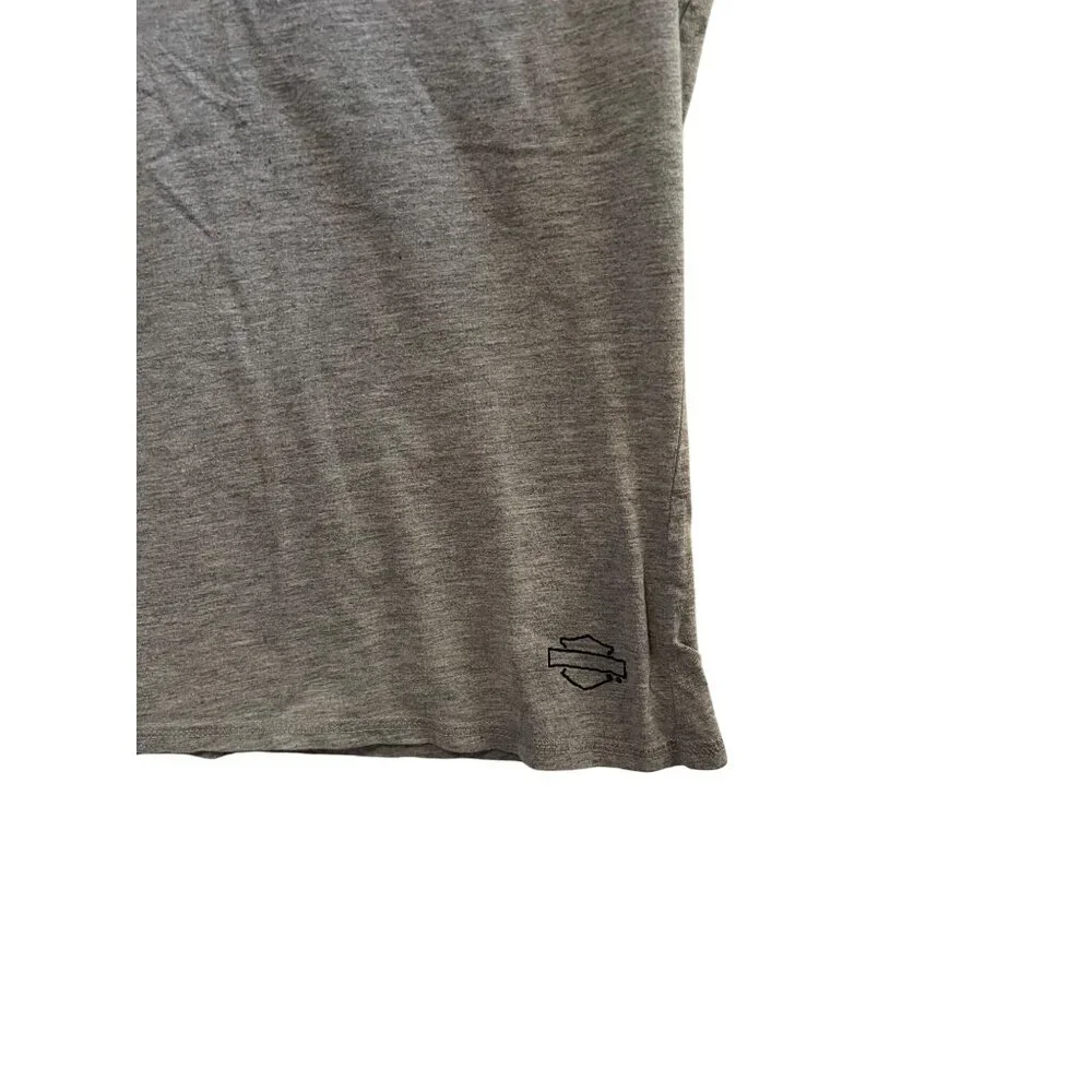 Harley Davidson Gray Tee Short Sleeve Tshirt Cutout Neck Women's Size L Y2K - Picture 6 of 6